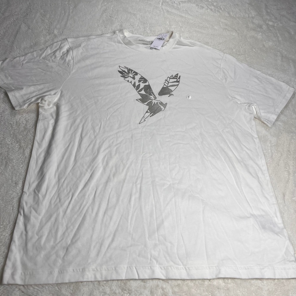 American Eagle Outfitters Mens‎ White Eagle Graphic T Shirt Standard Fit Large